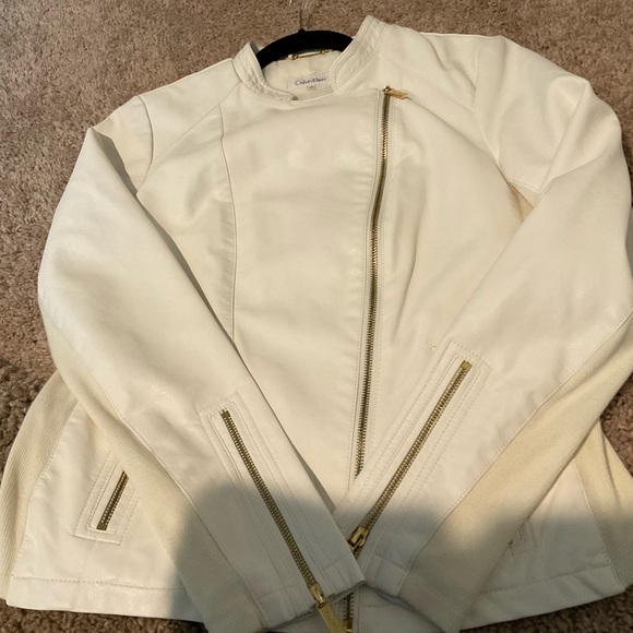 Calvin Klein White  Moto Jacket - Picture 5 of 7